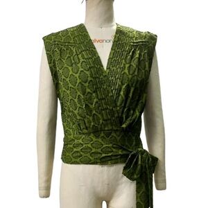 Anthropologie Green Wrap Top